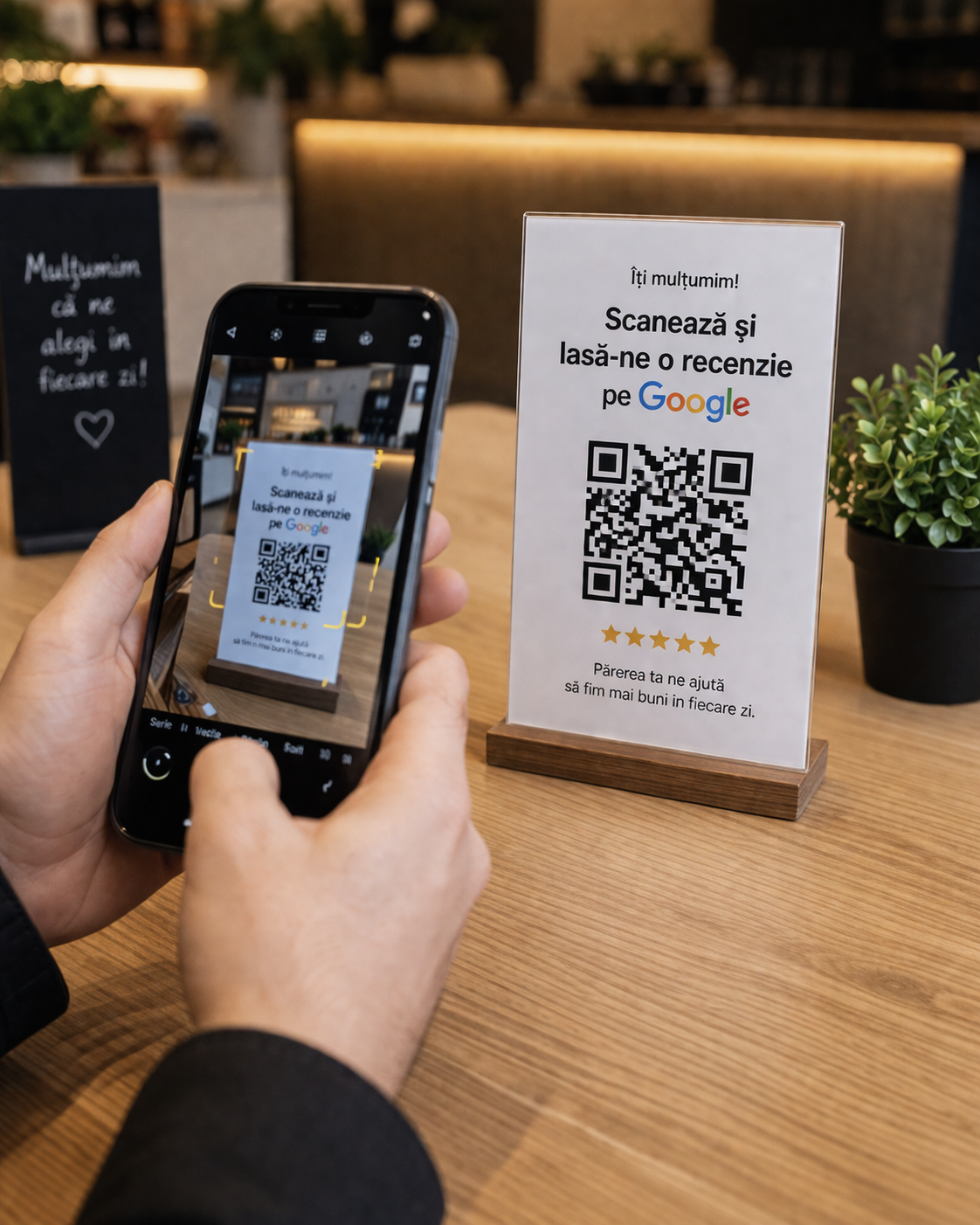 Clientul scanează codul QR
