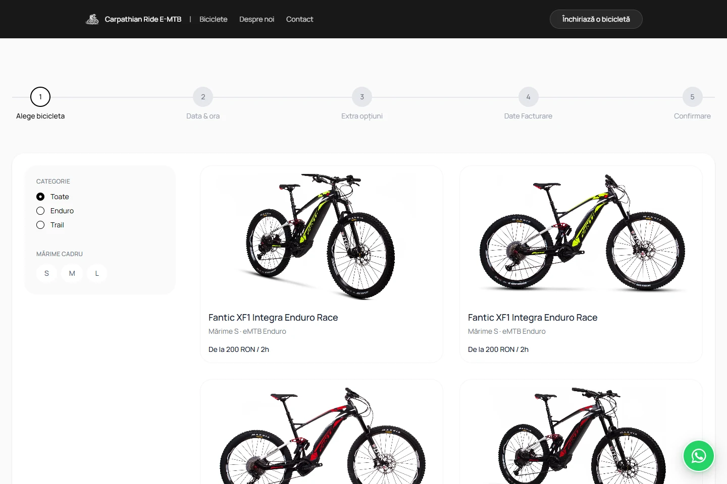 Catalogul de biciclete de închiriat Carpathian Ride E-MTB