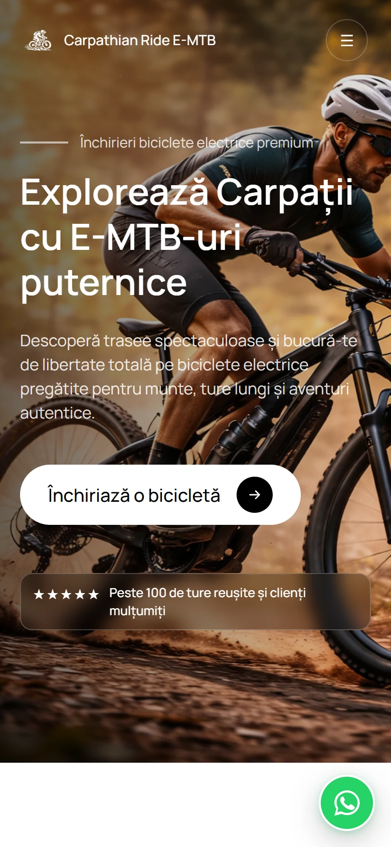 Website-ul Carpathian Ride E-MTB pe mobil
