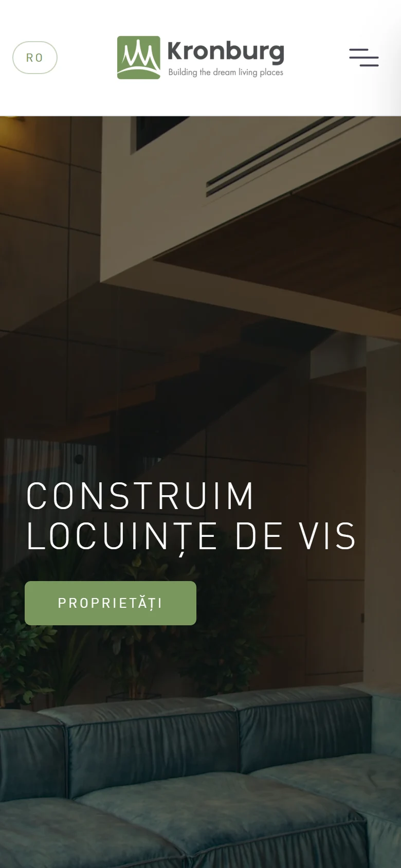 Website-ul Kronburg actual pe mobil
