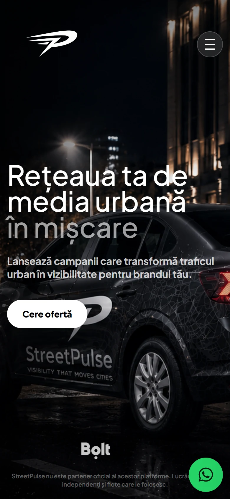 Website-ul Street Pulse pe mobil